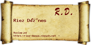 Riez Dénes névjegykártya